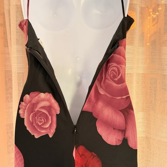 Y2K Rose Print Slip Maxi Dress S/XS Sheer Bias Cut Whimsigoth Ethereal Feminine - Picture 6 of 10